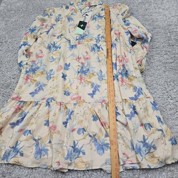 Tuckernuck Floral Drop Waist Mini Dress‎ XXL Ruffle Lined Cottagecore Boho Chic - Picture 15 of 16